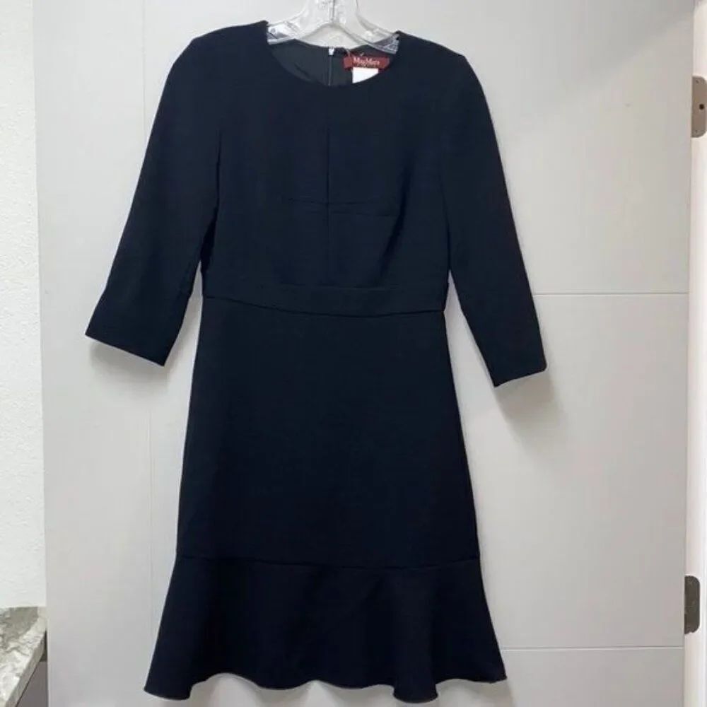 MaxMara Studio Women Elegant Minimalist Black Dress Size 2 NWT